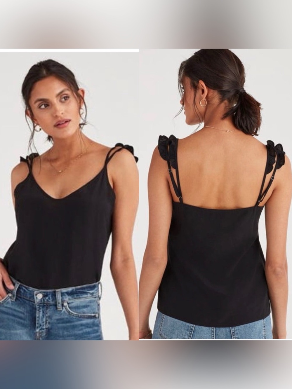 7  for all mankind 🖤 ruffle petal top